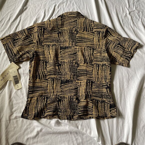 Rene Margo Womens Abstract Black & Tan Button-Up Shirt M - Picture 7 of 10